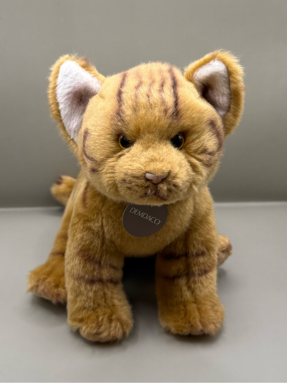 Demdaco Orange Tabby Cat Plush Sitting Stuffed Animal Realistic